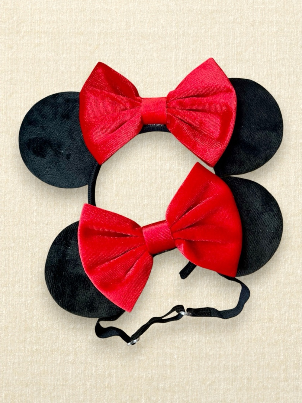 Black & Red Velvet Mommy & Me Minnie Ears | Disney-Inspired Mouse Ears Set